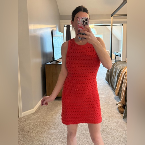 Lulus Crochet Mini Dress in Red - Picture 2 of 7